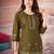 Mehendi color smart thread embroidery rayon fabric co-ord set