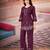 Wine color smart thread embroidery rayon fabric co-ord set