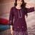 Wine color smart thread embroidery rayon fabric co-ord set