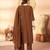 Coffee color marina silk fabric thread embroidered ethnic fancy kurta set