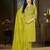Parrot green color marina silk fabric thread embroidered ethnic fancy kurta set