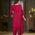 Pink color marina silk fabric thread embroidered ethnic fancy kurta set
