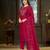Pink color marina silk fabric thread embroidered ethnic fancy kurta set
