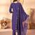 Violet color marina silk fabric thread embroidered ethnic fancy kurta set