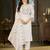 White color marina silk fabric thread embroidered ethnic fancy kurta set
