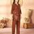 Coffee color thread work co-ord set dress for trendy girls