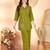 Mehendi color thread work co-ord set dress for trendy girls