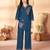 Blue color thread work co-ord set dress for trendy girls