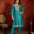 Firozi color smart and ethnic silk fabric embroidered partywear suit