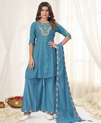 Rama color viscose roman silk readymade suit for ethnic rich looks 1