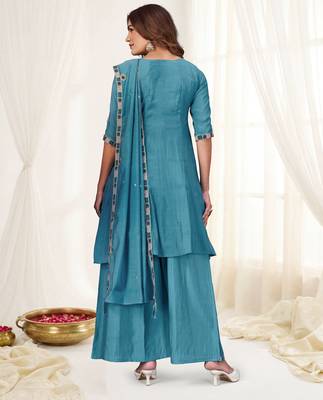 Rama color viscose roman silk readymade suit for ethnic rich looks 2