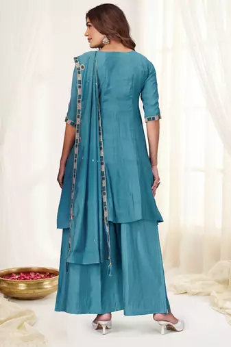 Rama color viscose roman silk readymade suit for ethnic rich looks