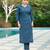 Blue color smart and elegant roman silk fabric smart looks top bottom set