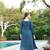 Blue color smart and elegant roman silk fabric smart looks top bottom set