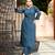Blue color smart and elegant roman silk fabric smart looks top bottom set