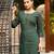 Green color smart and elegant roman silk fabric smart looks top bottom set