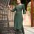 Green color smart and elegant roman silk fabric smart looks top bottom set