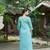 Teal color smart and elegant roman silk fabric smart looks top bottom set