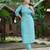 Teal color smart and elegant roman silk fabric smart looks top bottom set