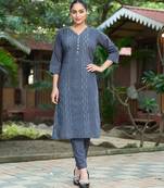 Grey color smart and elegant roman silk fabric smart looks top bottom set