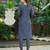 Grey color smart and elegant roman silk fabric smart looks top bottom set