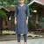 Grey color smart and elegant roman silk fabric smart looks top bottom set