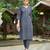 Grey color smart and elegant roman silk fabric smart looks top bottom set