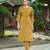 Mustard color smart and elegant roman silk fabric smart looks top bottom set