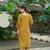Mustard color smart and elegant roman silk fabric smart looks top bottom set