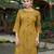 Mustard color smart and elegant roman silk fabric smart looks top bottom set