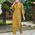 Mustard color smart and elegant roman silk fabric smart looks top bottom set