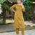 Mustard color smart and elegant roman silk fabric smart looks top bottom set