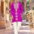 Purple embroidery work roman straight kurta