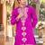 Purple embroidery work roman straight kurta