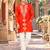 Orange embroidery work roman straight kurta