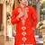 Orange embroidery work roman straight kurta