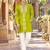 Parrot green embroidery work roman straight kurta