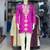 Purple embroidery work roman straight kurta