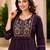 Violet color cotton fabric embroidered smart co-ord set