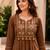 Brown color cotton fabric embroidered smart co-ord set