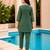 Teal green color cotton fabric embroidered smart co-ord set