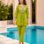 Parrot green color cotton fabric embroidered smart co-ord set