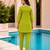 Parrot green color cotton fabric embroidered smart co-ord set