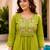 Parrot green color cotton fabric embroidered smart co-ord set