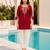 Maroon color embroidered kurta