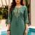 Green color embroidered kurta