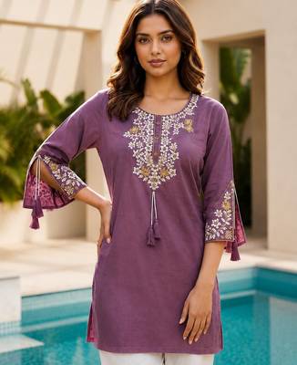 Purple color embroidered kurta 3