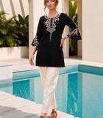 Black color embroidered kurta