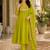 Green color roman silk fabric thread embroidery work stylish readymade suit