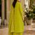 Green color roman silk fabric thread embroidery work stylish readymade suit